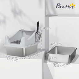 Pawhut Stainless Steel Cat Litter Box With High Sides, 43 X 33 X 25 Cm - thumbnail 3