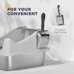 Pawhut Stainless Steel Cat Litter Box With High Sides, 43 X 33 X 25 Cm - thumbnail 8