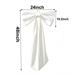 Amorly 48In Oversized Giant White Bow, Gothic Hanging Decor For Halloween, Mantel, Entryway,wall,christmas Tree Topper & Party Decoration - thumbnail 3