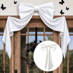 Amorly 48In Oversized Giant White Bow, Gothic Hanging Decor For Halloween, Mantel, Entryway,wall,christmas Tree Topper & Party Decoration - thumbnail 1
