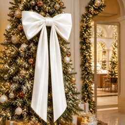 Amorly 48In Oversized Giant White Bow, Gothic Hanging Decor For Halloween, Mantel, Entryway,wall,christmas Tree Topper & Party Decoration - thumbnail 6