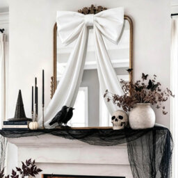 Amorly 48In Oversized Giant White Bow, Gothic Hanging Decor For Halloween, Mantel, Entryway,wall,christmas Tree Topper & Party Decoration - thumbnail 7