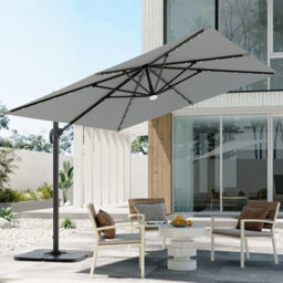 Thehotsale 3M Square Cantilever Parasol With Solar Light And Parasol Base - thumbnail 2
