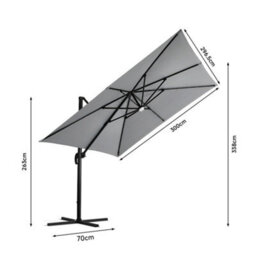 Thehotsale 3M Square Cantilever Parasol With Solar Light And Parasol Base - thumbnail 6