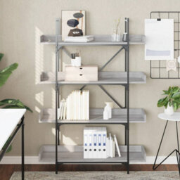Berkfield Industrial Bookcase 4-Tier Grey Sonoma 100X33X145.5 Cm Engineered Wood - thumbnail 3