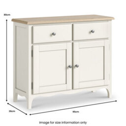 Roseland Furniture Celine Coconut White Oak Top Small Sideboard - thumbnail 9