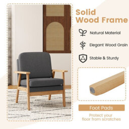 Gainoom Mid-Century Accent Chair Modern Upholstered Linen Fabric Armchair - thumbnail 8