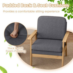 Gainoom Mid-Century Accent Chair Modern Upholstered Linen Fabric Armchair - thumbnail 7