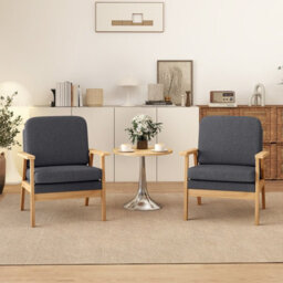 Gainoom Mid-Century Accent Chair Modern Upholstered Linen Fabric Armchair - thumbnail 4