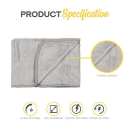 Monhouse Heated Throw - Electric Blanket - Digital Controller - 9Hr Timer, 9 Heat Settings - Single 130X160Cm - Silver Shearling - thumbnail 7