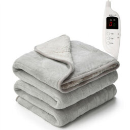 Monhouse Heated Throw - Electric Blanket - Digital Controller - 9Hr Timer, 9 Heat Settings - Single 130X160Cm - Silver Shearling