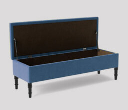 Alyana Ottoman Bench With Storage And Turned Wooden Legs, 90Cm Wide Ottoman Box - Duck Egg Plush Velvet - thumbnail 2