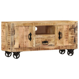 Berkfield Tv Cabinet Rough Mango Wood 110X30X50 Cm - thumbnail 9
