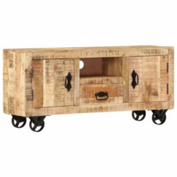 Berkfield Tv Cabinet Rough Mango Wood 110X30X50 Cm - thumbnail 1
