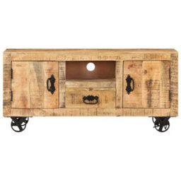 Berkfield Tv Cabinet Rough Mango Wood 110X30X50 Cm - thumbnail 2