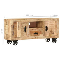 Berkfield Tv Cabinet Rough Mango Wood 110X30X50 Cm - thumbnail 7