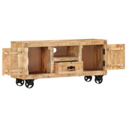 Berkfield Tv Cabinet Rough Mango Wood 110X30X50 Cm - thumbnail 3