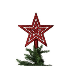 Christmas Tree Topper - Red Glitter Star - thumbnail 1