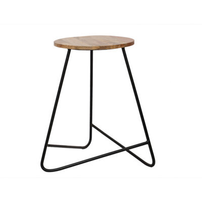 Buttercup Farm Ravi Single Stool - Mango Wood/iron - L38 X W38 X H51 Cm - Mango Light Finish - image 1