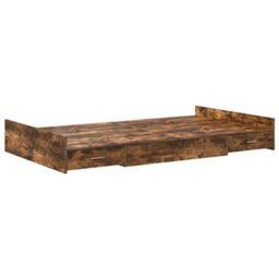 Berkfield Storage Bed Frame Smoked Oak 120 X 200 Cm Engineered Wood - thumbnail 2