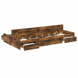 Berkfield Storage Bed Frame Smoked Oak 120 X 200 Cm Engineered Wood - thumbnail 3