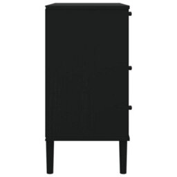 Berkfield Drawer Cabinet Senja Rattan Look Black 80X40X80 Cm Solid Wood Pine - thumbnail 7