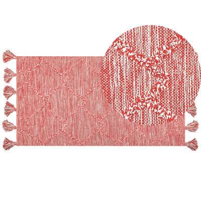 Beliani Rug Nigde Red 80 X 150 Cm Cotton - image 1