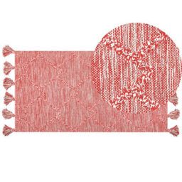 Beliani Rug Nigde Red 80 X 150 Cm Cotton