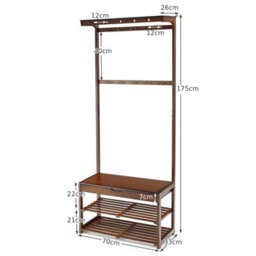 Costway 3 In 1 Hall Tree Shoe Storage Entryway Storage Organizer With 10 Hanging Hooks - thumbnail 3