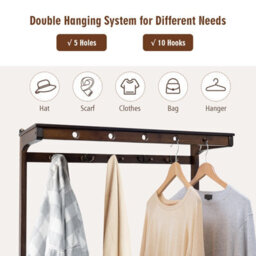 Costway 3 In 1 Hall Tree Shoe Storage Entryway Storage Organizer With 10 Hanging Hooks - thumbnail 7