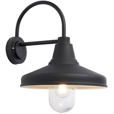 Non Automatic Outdoor Wall Light - Textured Black & Glass Shade - Ip44 Rated - image 1
