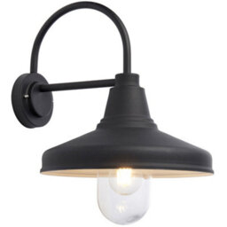 Non Automatic Outdoor Wall Light - Textured Black & Glass Shade - Ip44 Rated - thumbnail 1