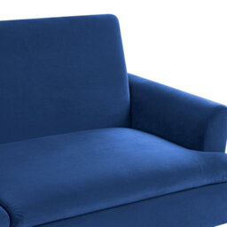 Wyld And Coco Velvet Sofa Bed Navy Blue 3-Seater With Click-Clack Mechanism And Gold Legs - thumbnail 8