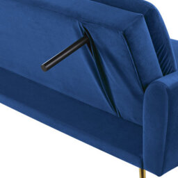 Wyld And Coco Velvet Sofa Bed Navy Blue 3-Seater With Click-Clack Mechanism And Gold Legs - thumbnail 9