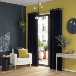 GoodHome Ruvor Navy Plain Woven Lined Eyelet Curtain (W)117Cm (L)137Cm, Pair - thumbnail 2