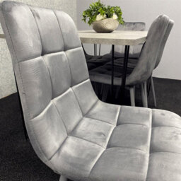 Kosy Koala Dining Table With 6 Chairs Modern Grey Dining Table Set With 6 Grey Velvet Chairs Dining Room Furniture - thumbnail 5