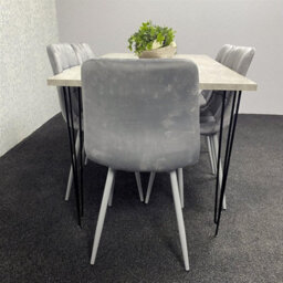Kosy Koala Dining Table With 6 Chairs Modern Grey Dining Table Set With 6 Grey Velvet Chairs Dining Room Furniture - thumbnail 8