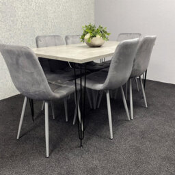 Kosy Koala Dining Table With 6 Chairs Modern Grey Dining Table Set With 6 Grey Velvet Chairs Dining Room Furniture
