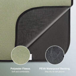 Vonshef Picnic Blanket, Green Herringbone Outdoor Rug With Waterproof Backing, 8 Person Weatherproof Travel Picnic Mat, 200X220Cm - thumbnail 6