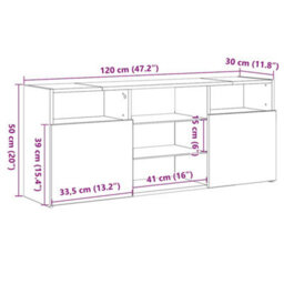 Vidaxl Tv Cabinet With Led Lights White 120X30X50 Cm Tv Cabinets - thumbnail 3