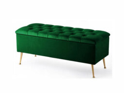 120Cm Amara Chesterfield Ottoman Storage Bench - Plush Velvet Shoes Bench - Forest Green Upholstery Footstool Storage With Legs - thumbnail 3