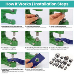 Neel Blue 2mm Eyelets Grommets Fixing Dies Set For Green Machine Hand Press, Eyelets Fixing Tool - thumbnail 5