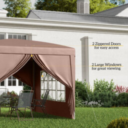 Outsunny 3X3(M) Pop Up Gazebo Canopy Marquee W/ Carry Bag, Coffee - thumbnail 7