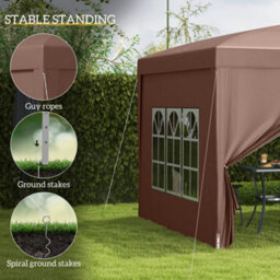 Outsunny 3X3(M) Pop Up Gazebo Canopy Marquee W/ Carry Bag, Coffee - thumbnail 6