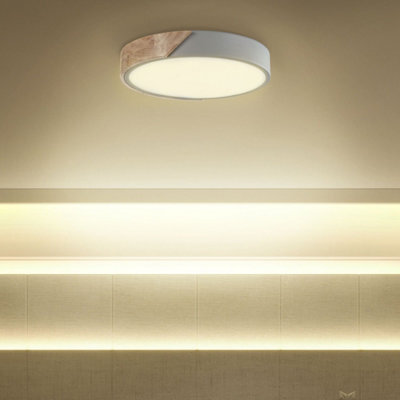 Beliani Aurora Round Ceiling Lamp Grey With Light Wood-Look Accent And Integrated Led - 31Cm Diameter - image 1
