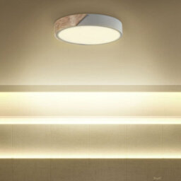 Beliani Aurora Round Ceiling Lamp Grey With Light Wood-Look Accent And Integrated Led - 31Cm Diameter - thumbnail 1