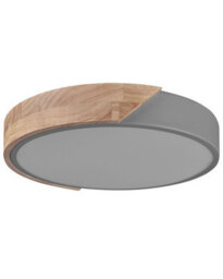 Beliani Aurora Round Ceiling Lamp Grey With Light Wood-Look Accent And Integrated Led - 31Cm Diameter - thumbnail 2
