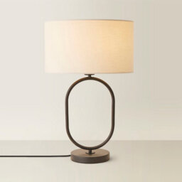 Valuelights Antonia Cream Shade Matte Black Oval Table Lamp - thumbnail 1
