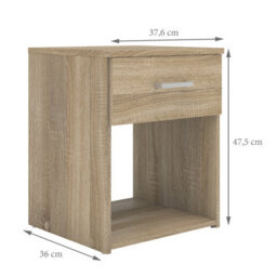 Furniture To Go Space Bedside 1 Drawer In Oak (W) 37.6 X  (H) 47.5 X  (D) 35.9Cm - thumbnail 9