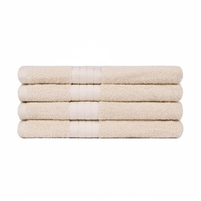 Ohs 4 Pack Of 100% Cotton Bath Sheet, 90 X 150Cm - Beige